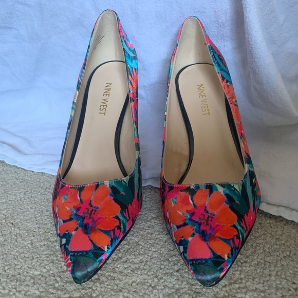 Nine West Floral Satin Stilettos - Picture 3 of 4